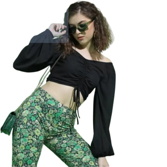 NEW Zara Hippie Boho Floral Flared High-Waisted Pants, Size M - Picture 6 of 15